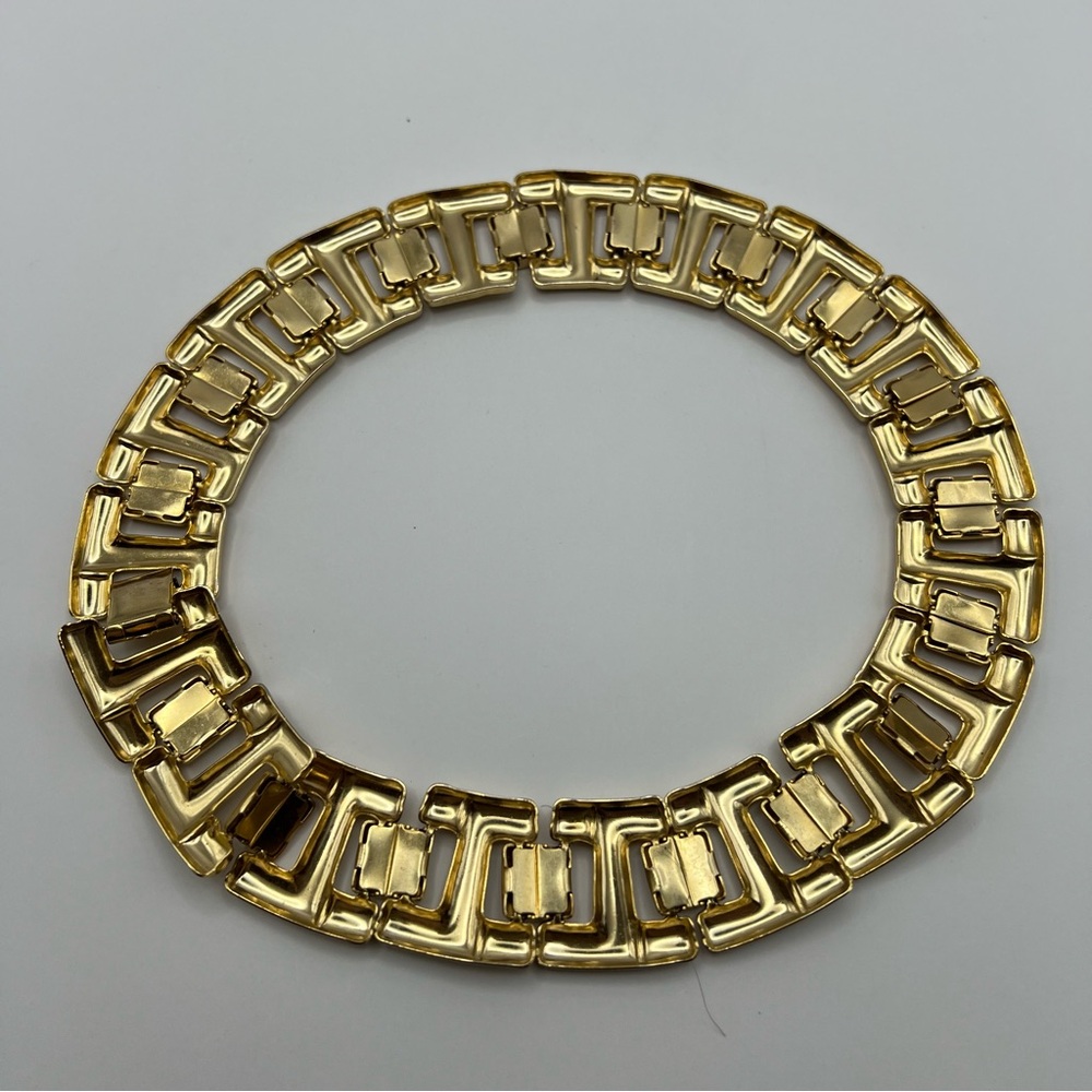 PRICE FIRM Vintage Chunky Gold Tone Egyptian Revival Wide Chain Collar Necklace - Picture 3 of 6